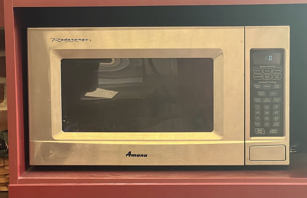 The Amana Radarange — the first home microwave oven, introduced in 1967 at $495
